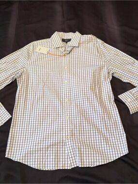 Jack Spade White Shirt with Navy Windowpane Check